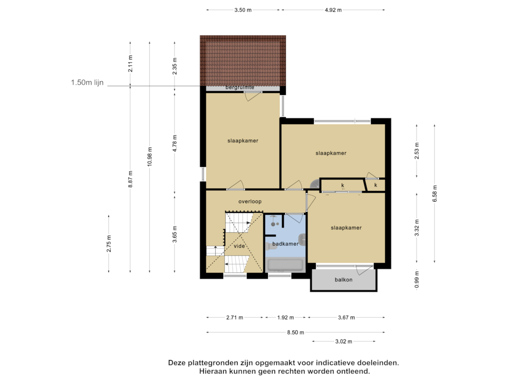 Bekijk plattegrond van 1e verdieping van Nieuw Ervensestraat 8