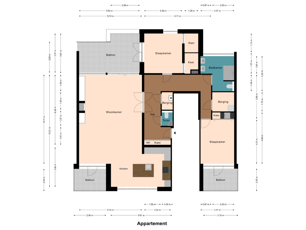 Bekijk plattegrond van Appartement van Langpoort 5-B