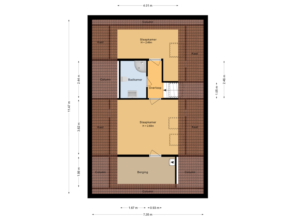 View floorplan of Tweede verdieping of Jentsjemar 28