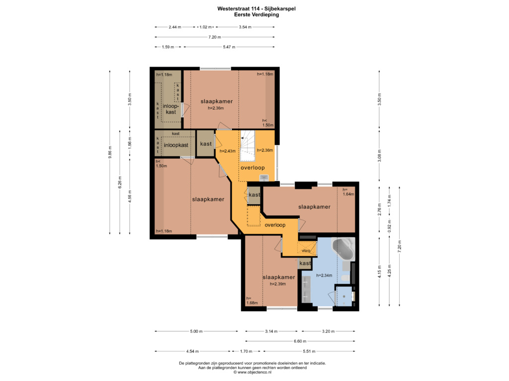 Bekijk plattegrond van EERSTE VERDIEPING van Westerstraat 114