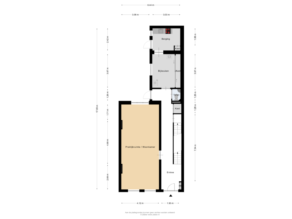 View floorplan of Begane grond of Kruisstraat 36