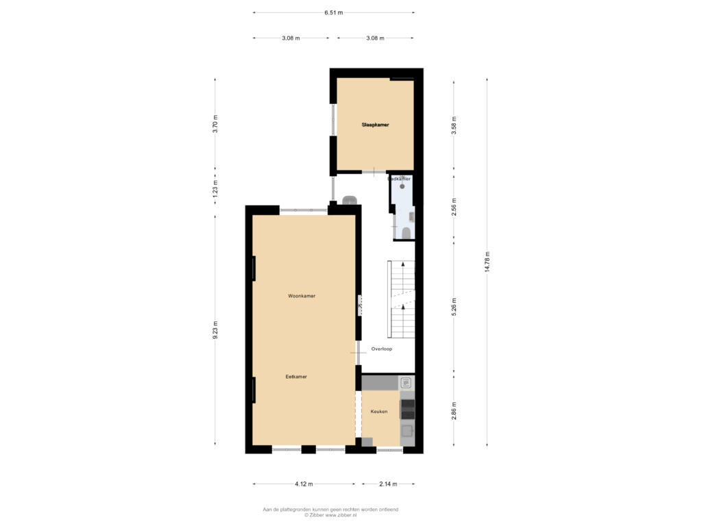 View floorplan of Eerste verdieping of Kruisstraat 36