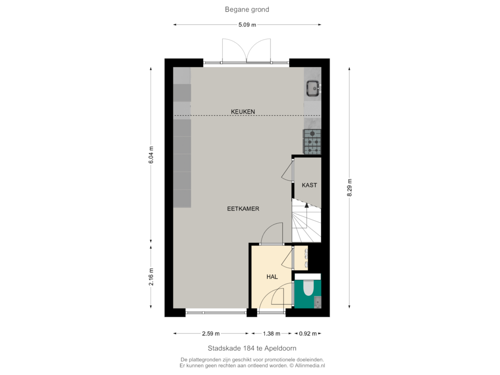 View floorplan of Begane grond of Stadskade 184