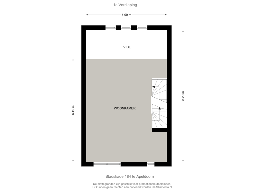 View floorplan of 1e Verdieping of Stadskade 184