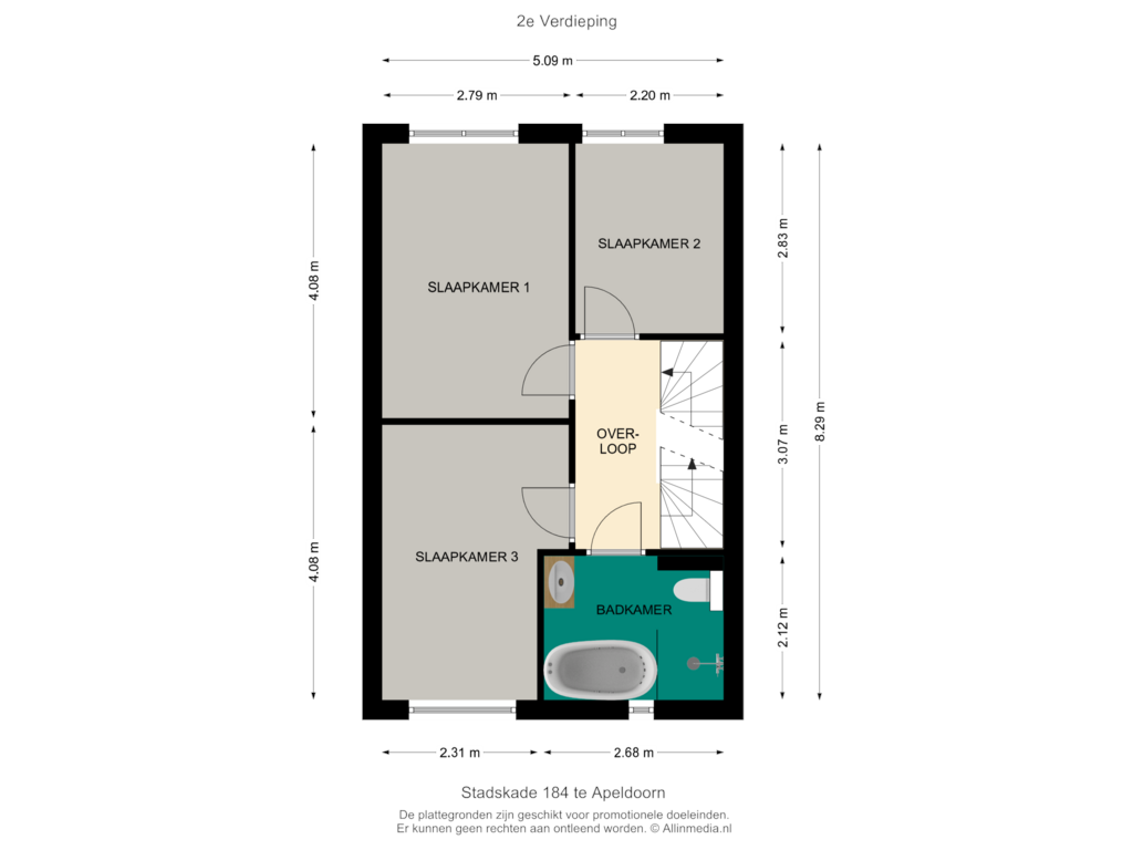 View floorplan of 2e Verdieping of Stadskade 184