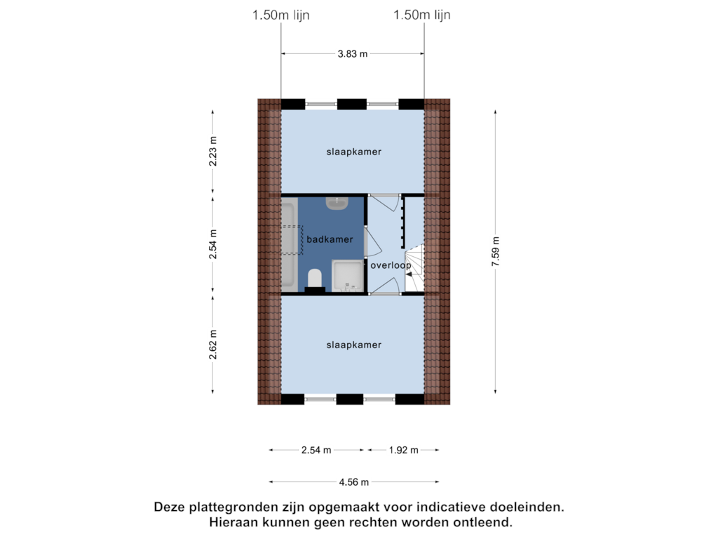 View floorplan of 1e verdieping of Oudestad 4