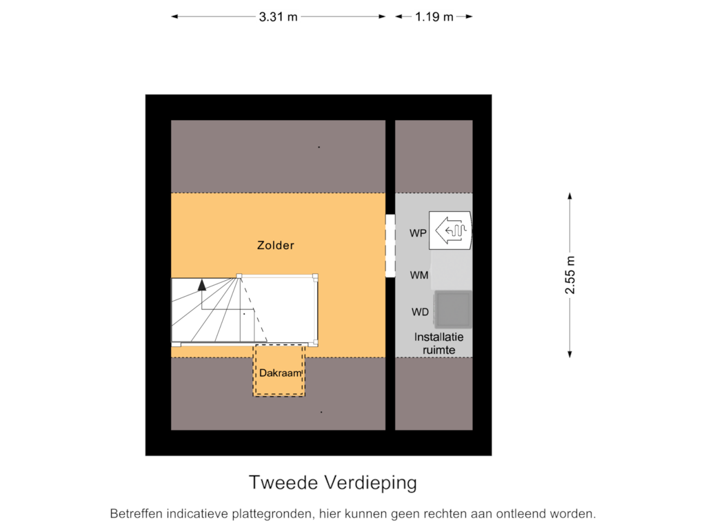 Bekijk plattegrond van Tweede Verdieping van Wilhelminalaan 92-A