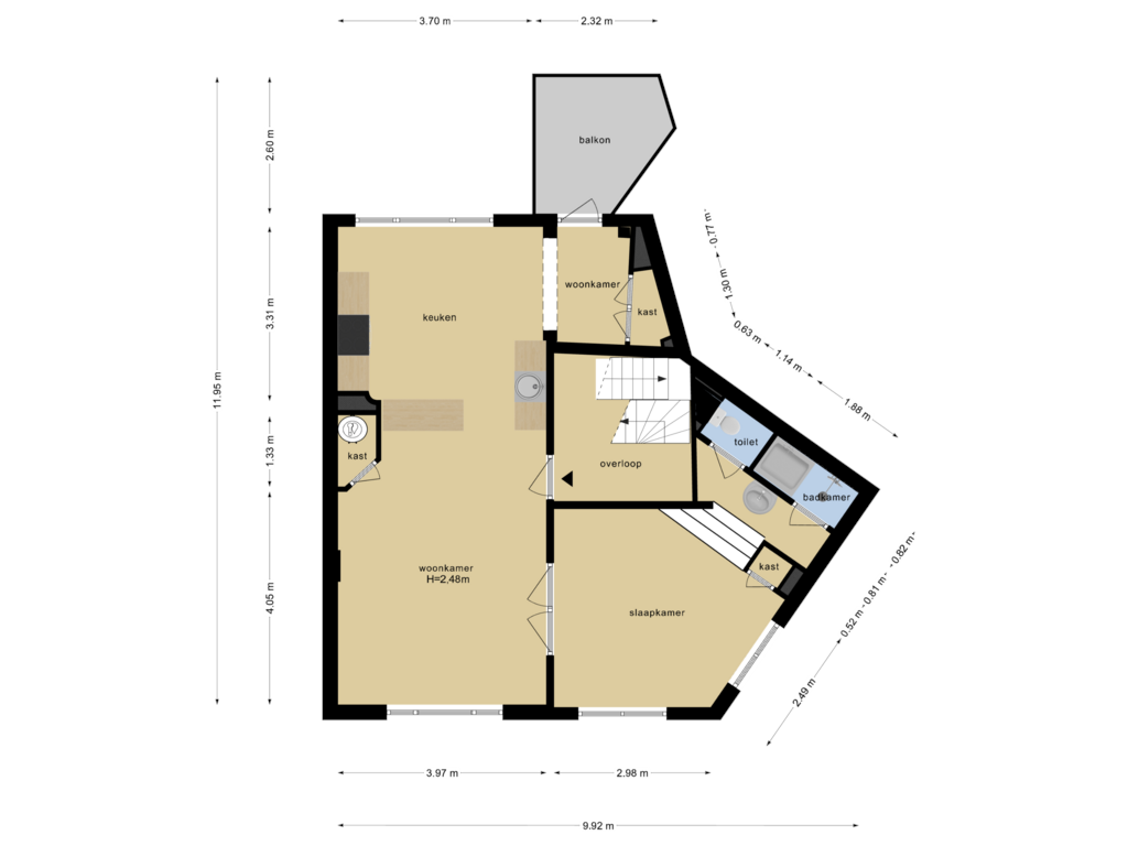 Bekijk plattegrond van Appartement van Willem van Hornestraat 30