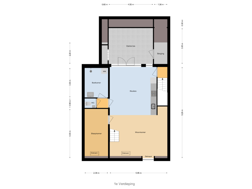 Bekijk plattegrond van 1e Verdieping van Achterstraat 68-A