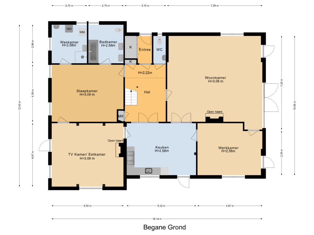 View floorplan of Begane Grond of Belterweg 10