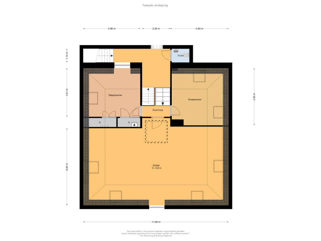 Bekijk plattegrond van Tweede verdieping van Dorpsstraat 32