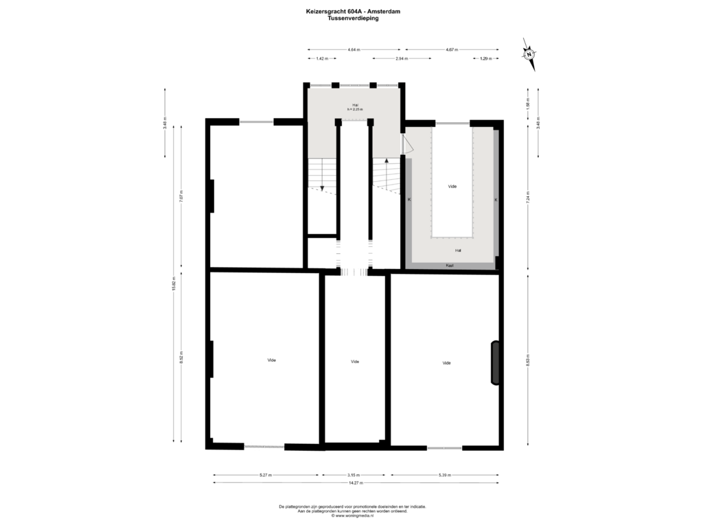 View floorplan of Tussenverdieping of Keizersgracht 604-A