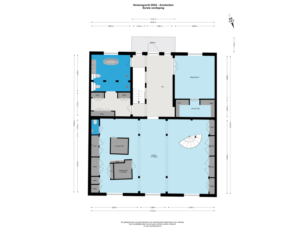 View floorplan of Eerste verdieping of Keizersgracht 604-A