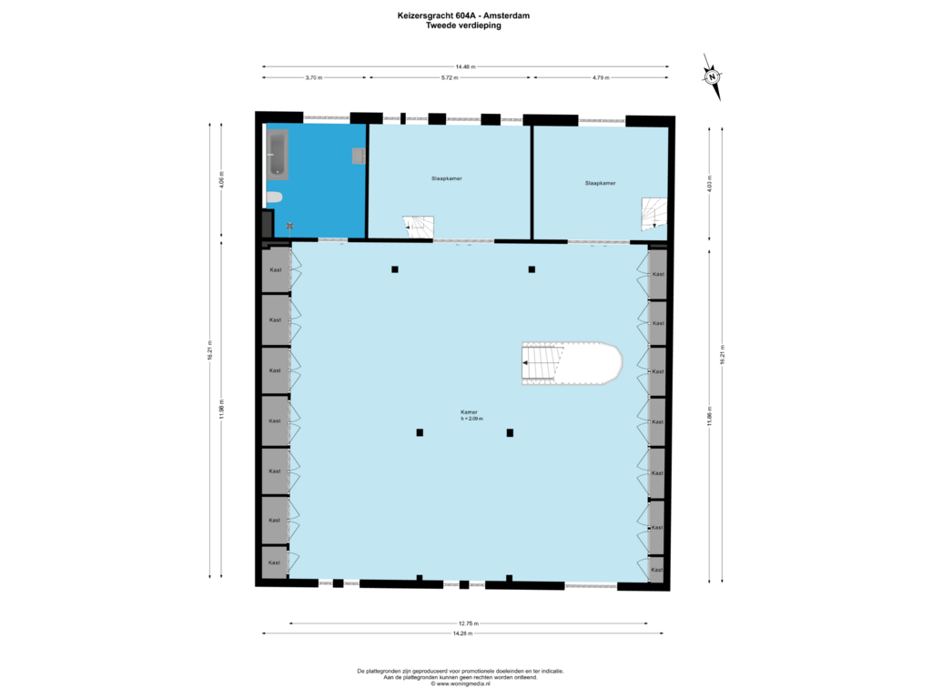 View floorplan of Tweede verdieping of Keizersgracht 604-A