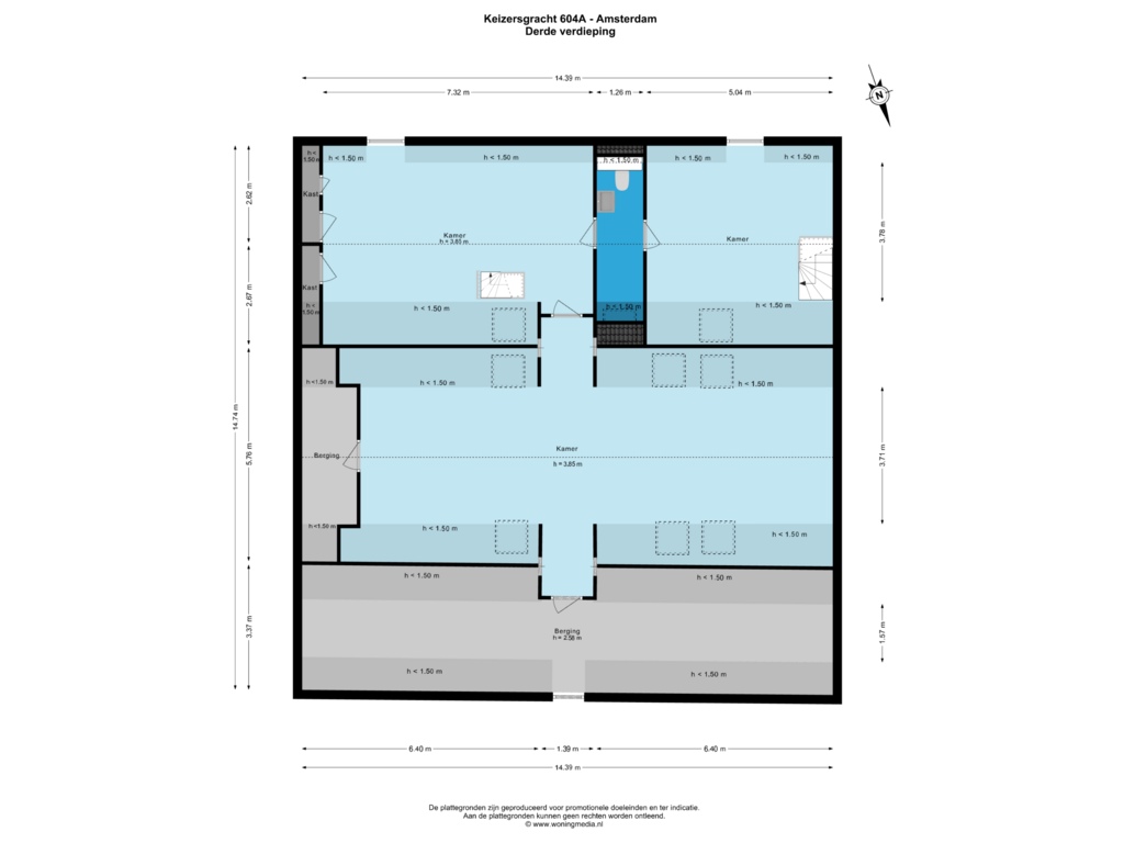 View floorplan of Derde verdieping of Keizersgracht 604-A