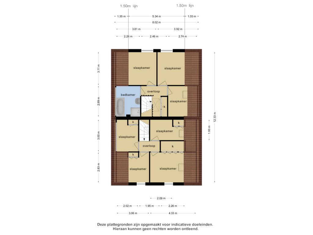 View floorplan of 1e verdieping of Sint Jansgildestraat 15