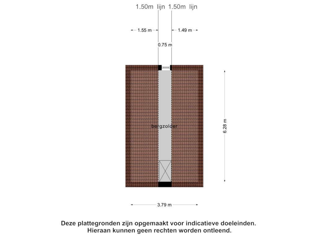 View floorplan of Zolder of Sint Jansgildestraat 15