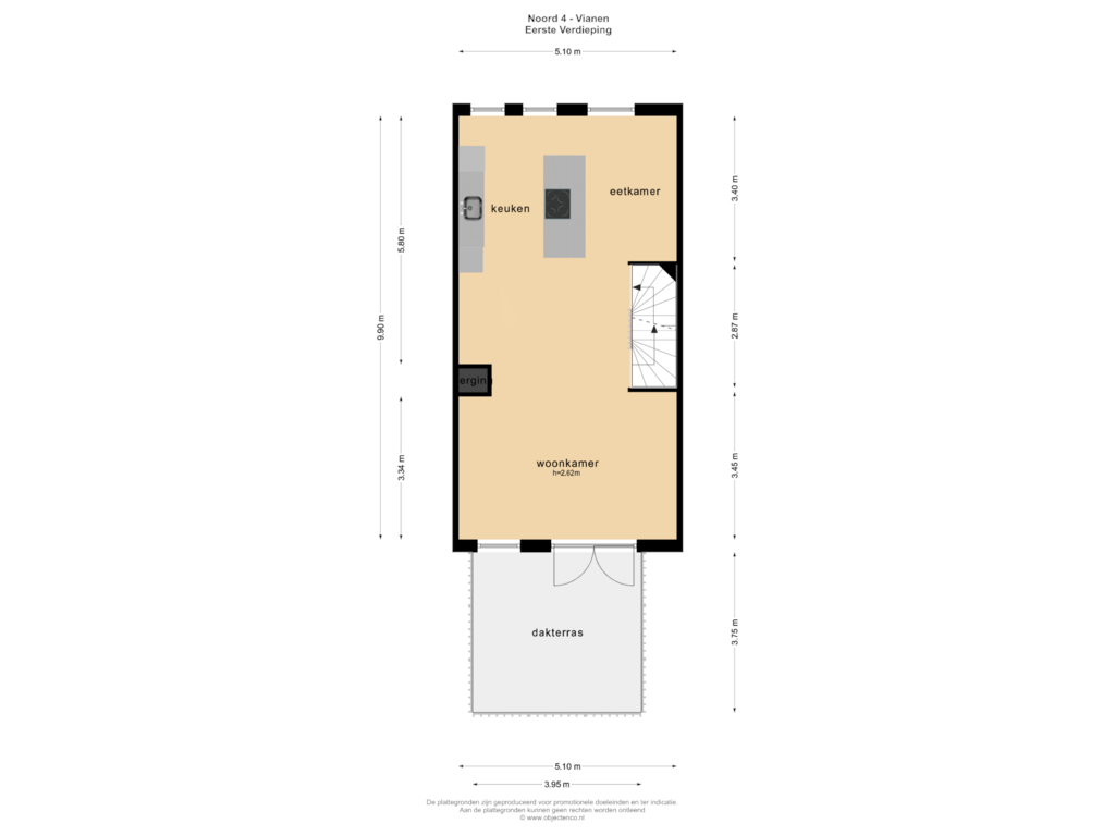 View floorplan of EERSTE VERDIEPING of Sluiseiland-Noord 4