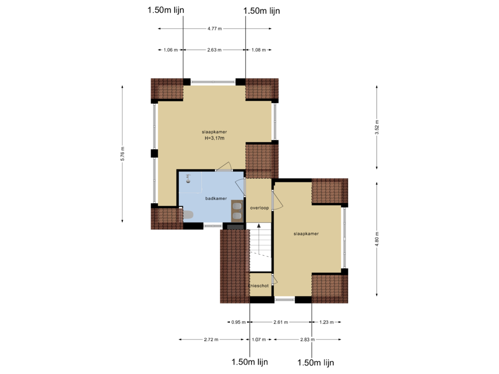 View floorplan of Eerste Verdieping of Plaswijk 31