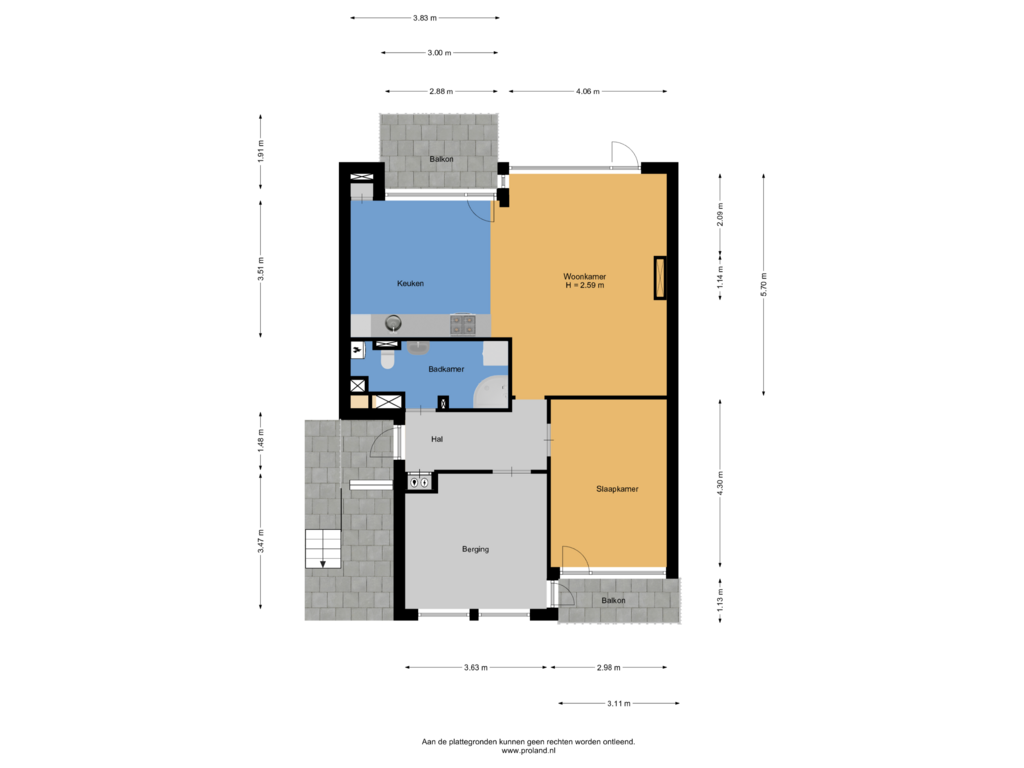 Bekijk plattegrond van Appartement van Trompstraat 15-F