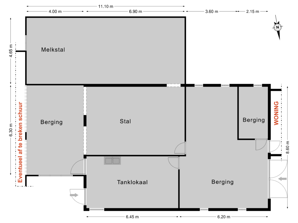 Bekijk plattegrond van Achterhuis van Hantumerwei 65