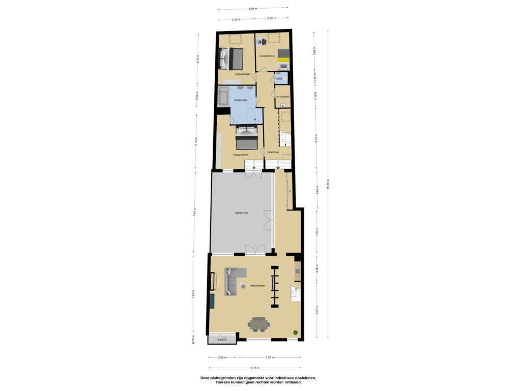 View floorplan of 1e verdieping of Keizersdijk 51