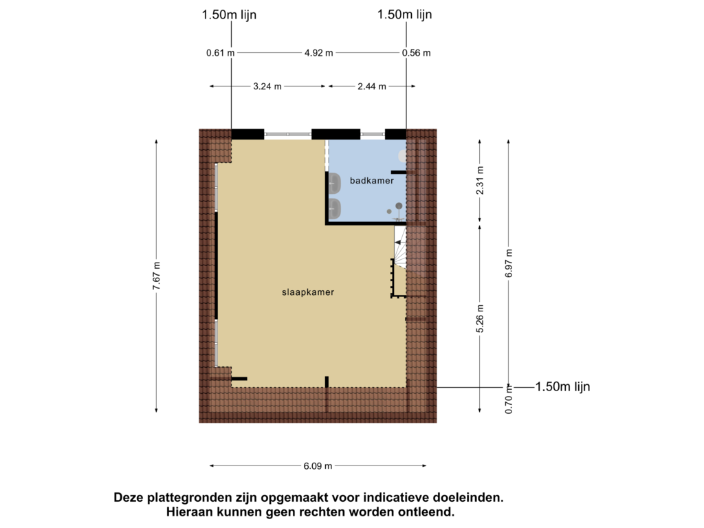 View floorplan of 2e verdieping of Keizersdijk 51