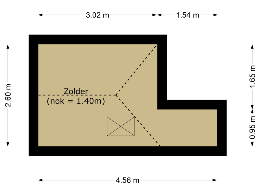 View floorplan of woonhuis - zolder of Albrandswaardseweg 54