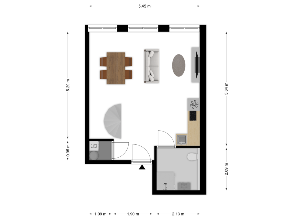 Bekijk plattegrond van 1e woonverdieping van Lange Geere 1-D