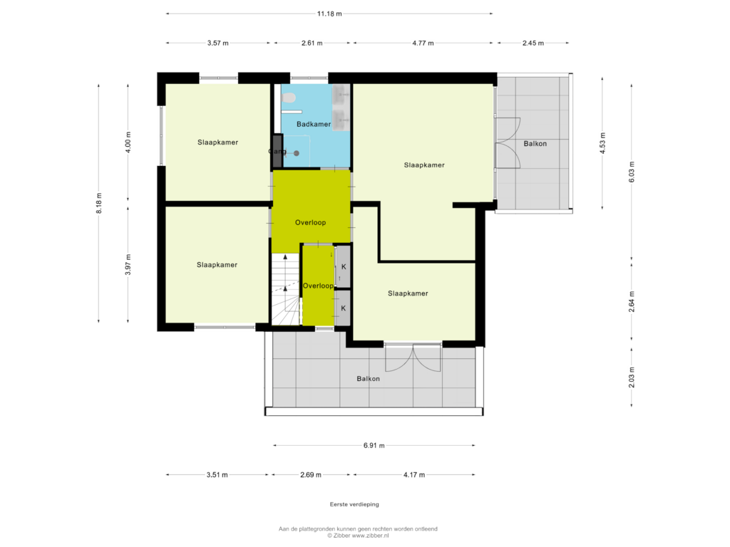 View floorplan of Eerste verdieping of Kloosterstraat 1