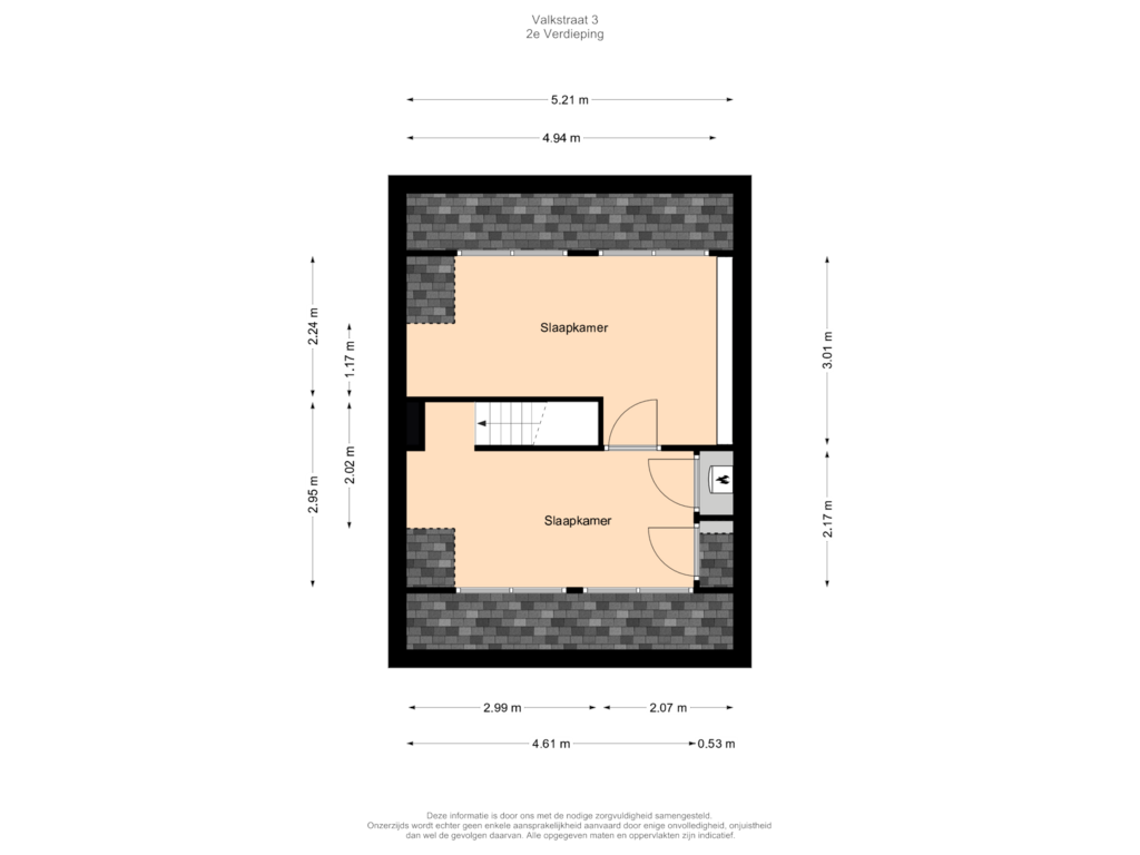 Bekijk plattegrond van 2e Verdieping van Valkstraat 3