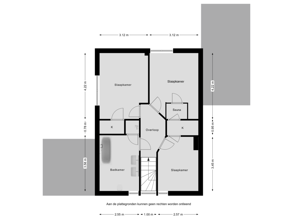 View floorplan of 1e verdieping of Zwanenbalg 10