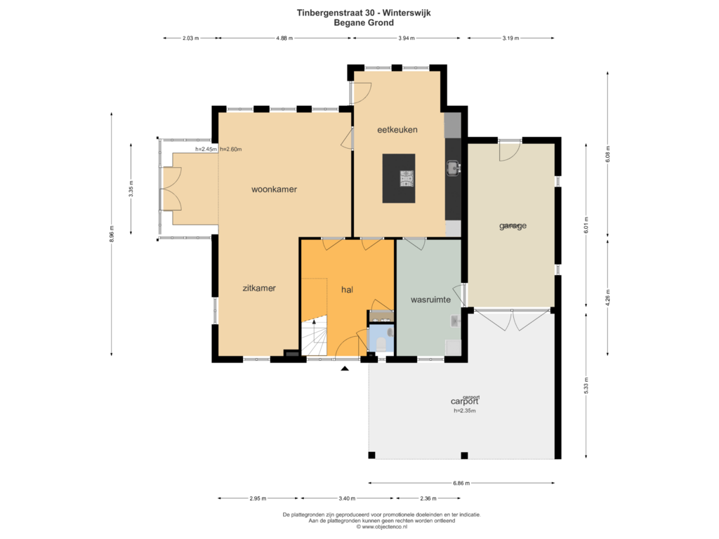 Bekijk plattegrond van Begane Grond van Tinbergenstraat 30