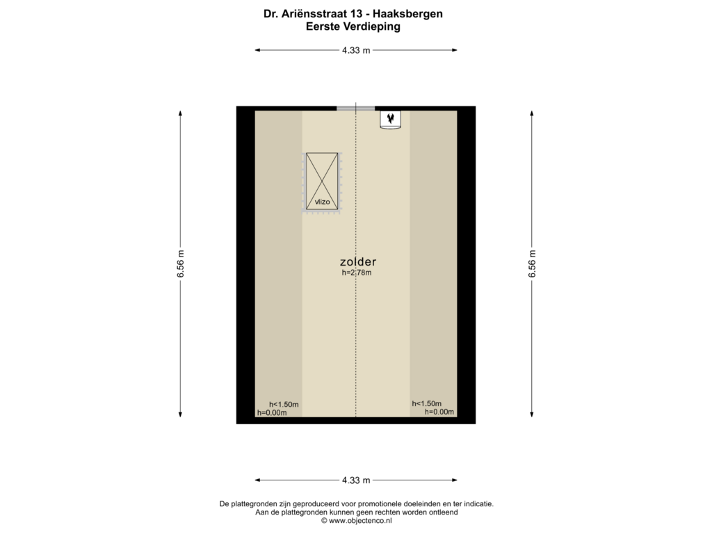 View floorplan of EERSTE VERDIEPING of Dr.Ariënsstraat 13