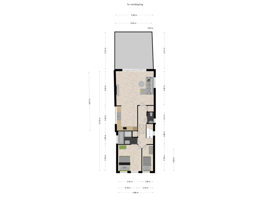 Bekijk plattegrond van 1e verdieping van Dorpsstraat 20