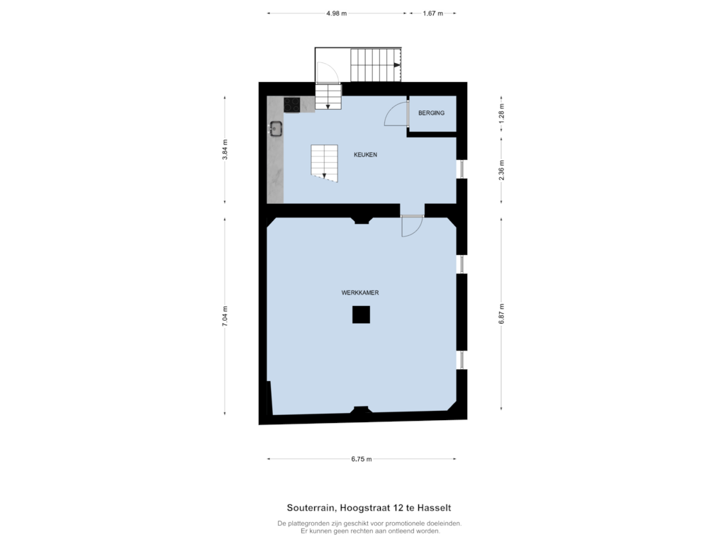 Bekijk plattegrond van Souterrain van Hoogstraat 12