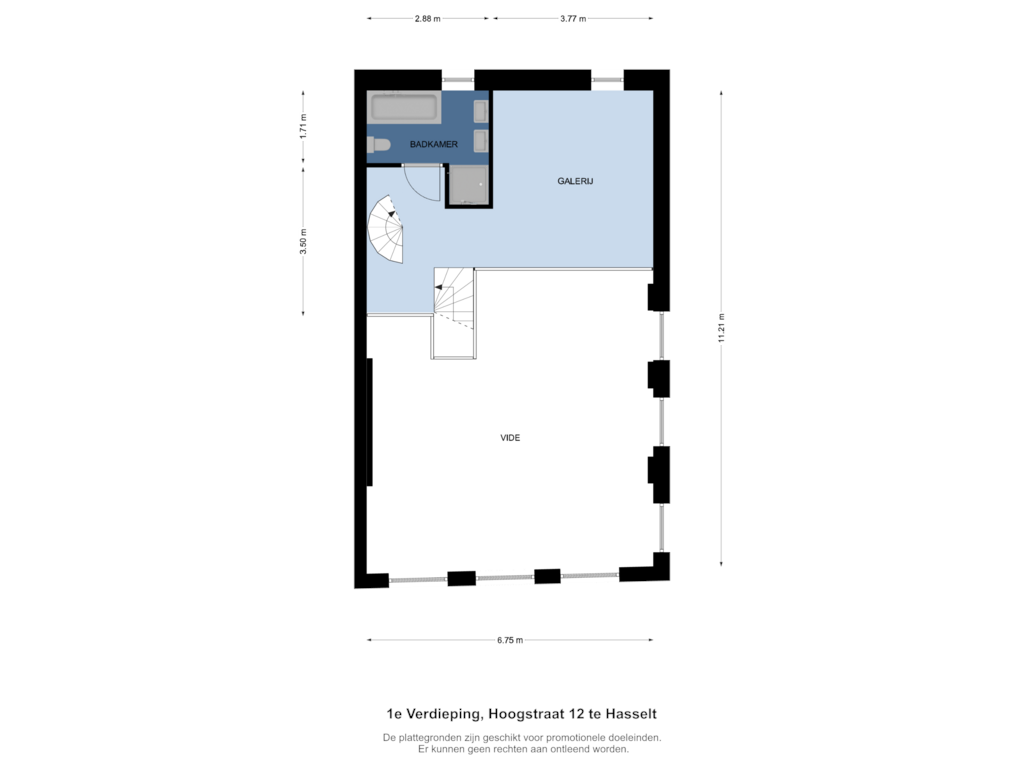 Bekijk plattegrond van 1e Verdieping van Hoogstraat 12