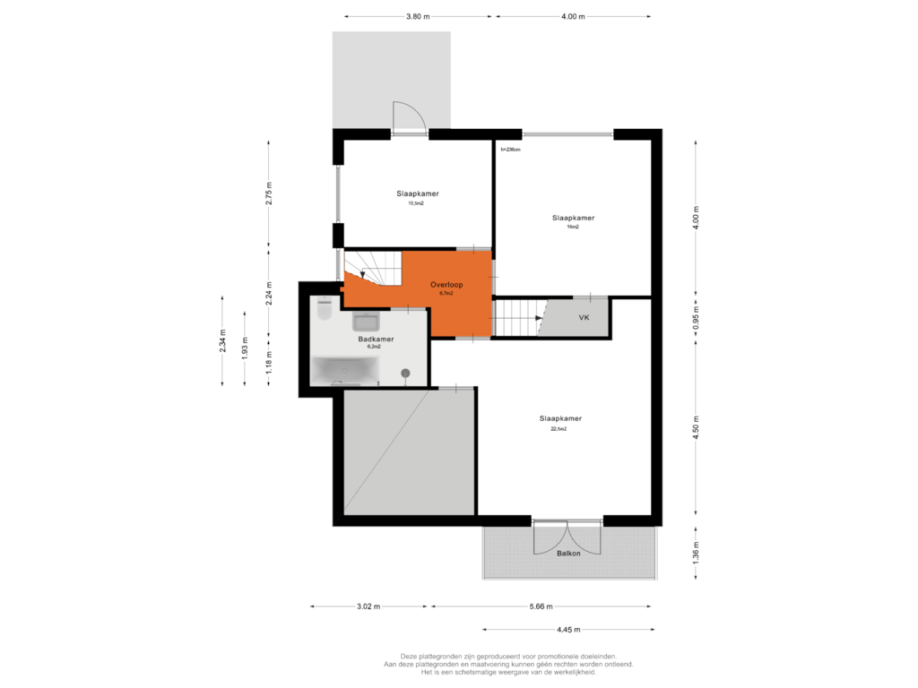 View floorplan of 1e Verdieping of Kerkewijk 104