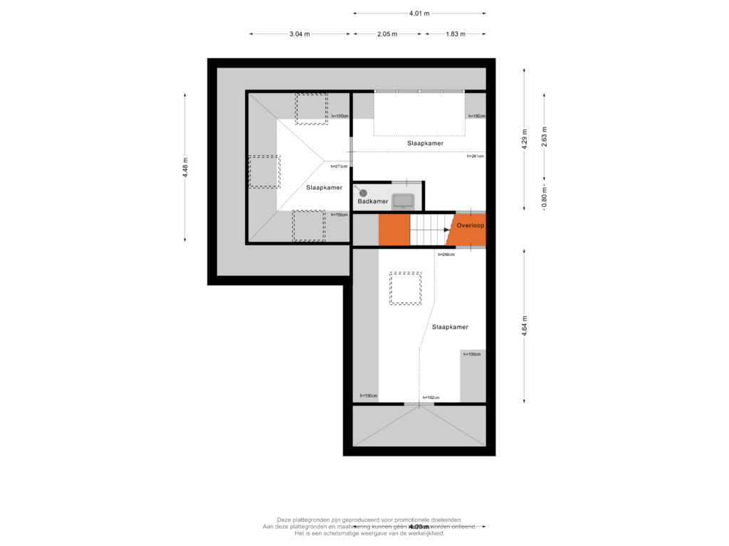 View floorplan of 2e Verdieping of Kerkewijk 104