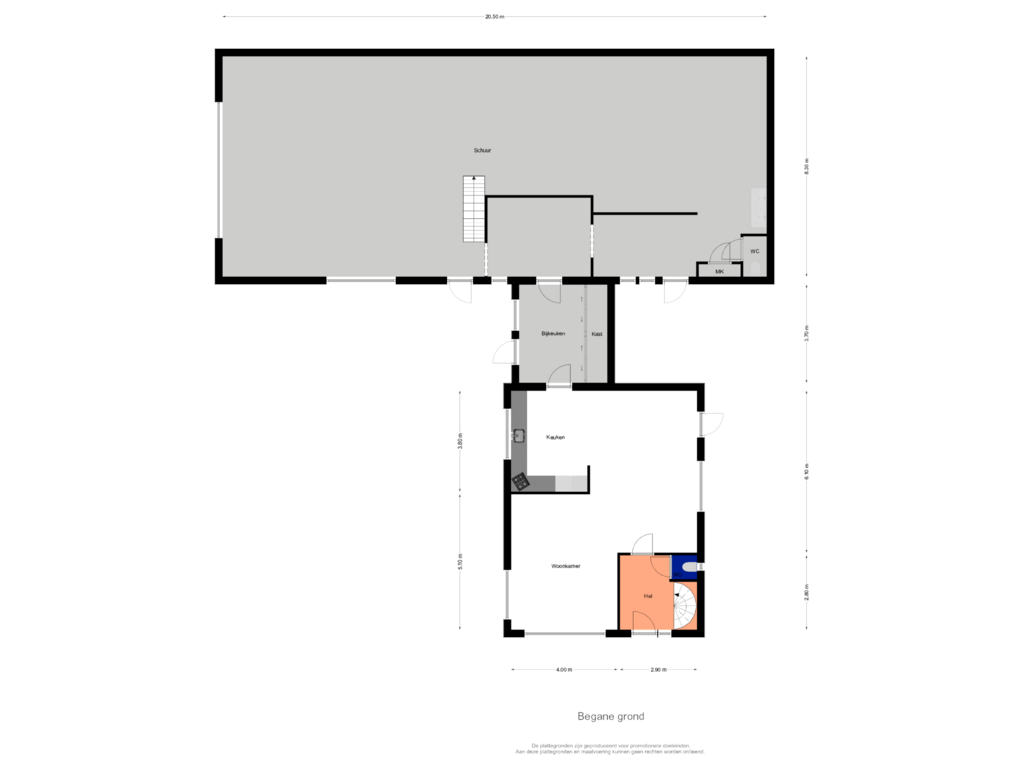 Bekijk plattegrond van Begane grond van Achterstraat 4-A