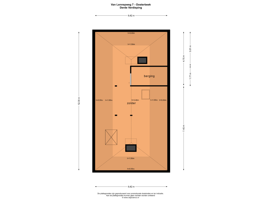 Bekijk plattegrond van DERDE VERDIEPING van van Lennepweg 7