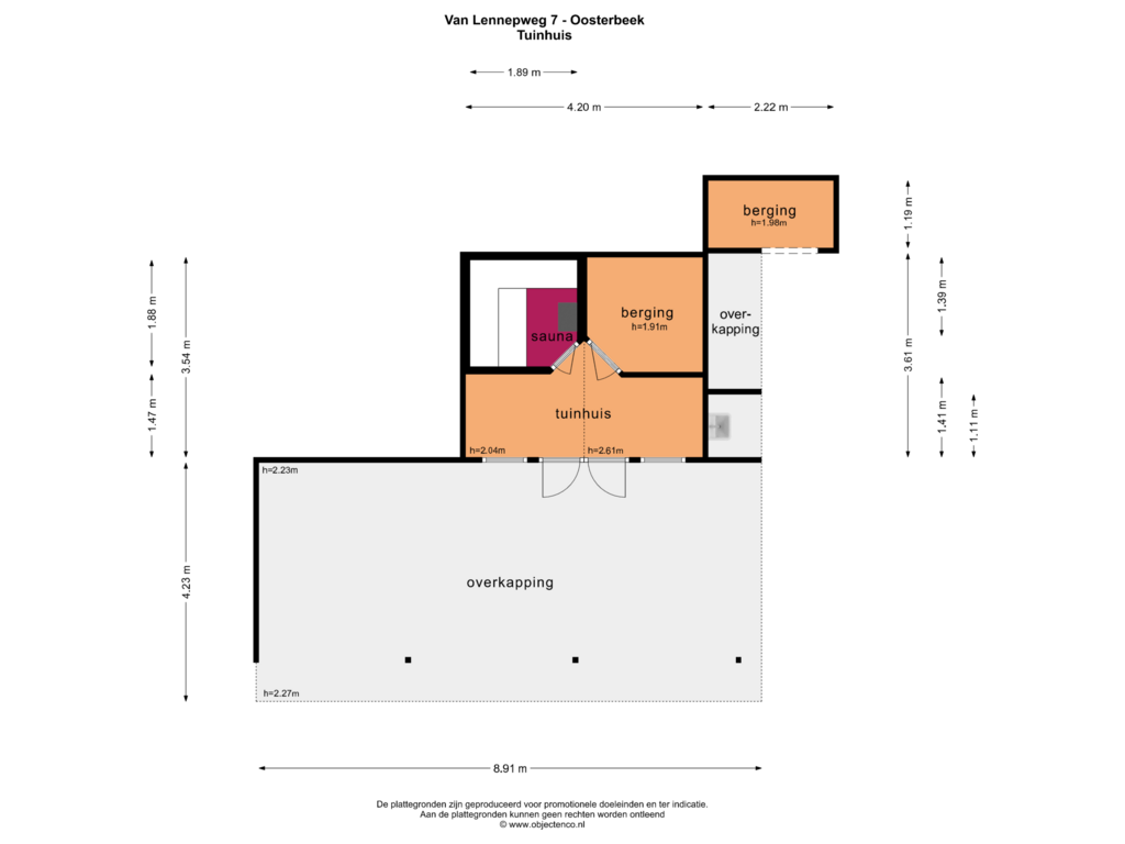 Bekijk plattegrond van TUINHUIS van van Lennepweg 7