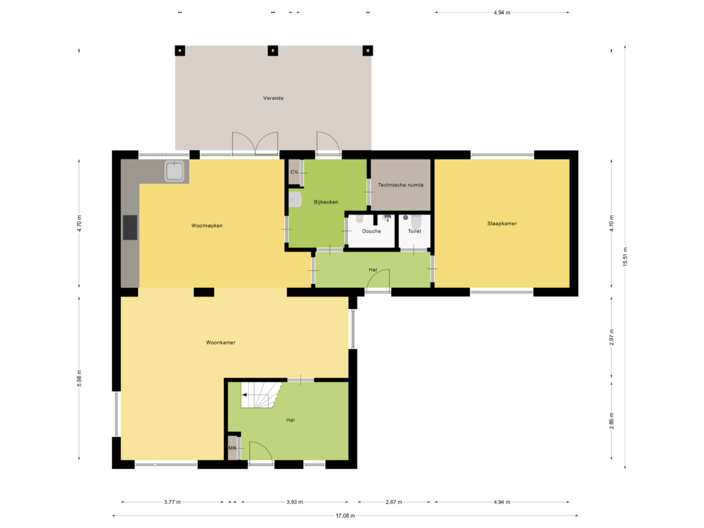 Bekijk plattegrond van Begane grond van Jaagweg 23