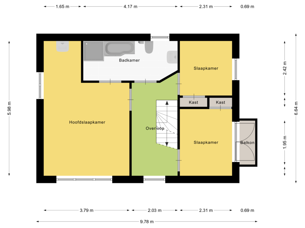 Bekijk plattegrond van Eerste verdieping van Jaagweg 23