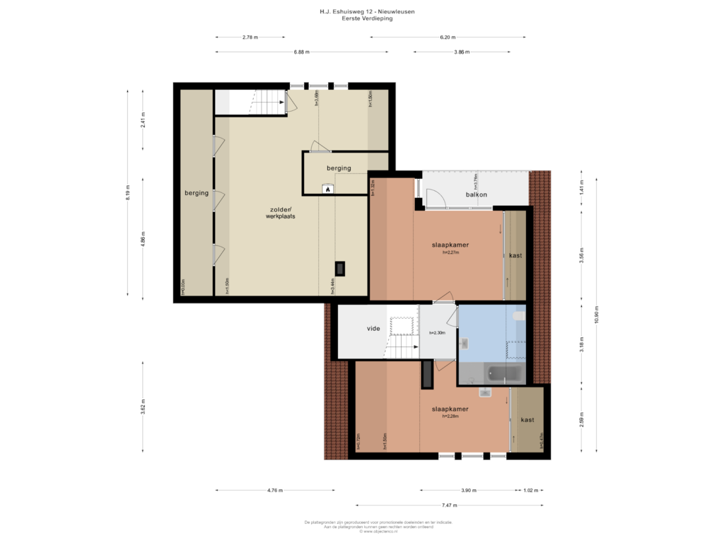 Bekijk plattegrond van EERSTE VERDIEPING van H.J.Eshuisweg 12