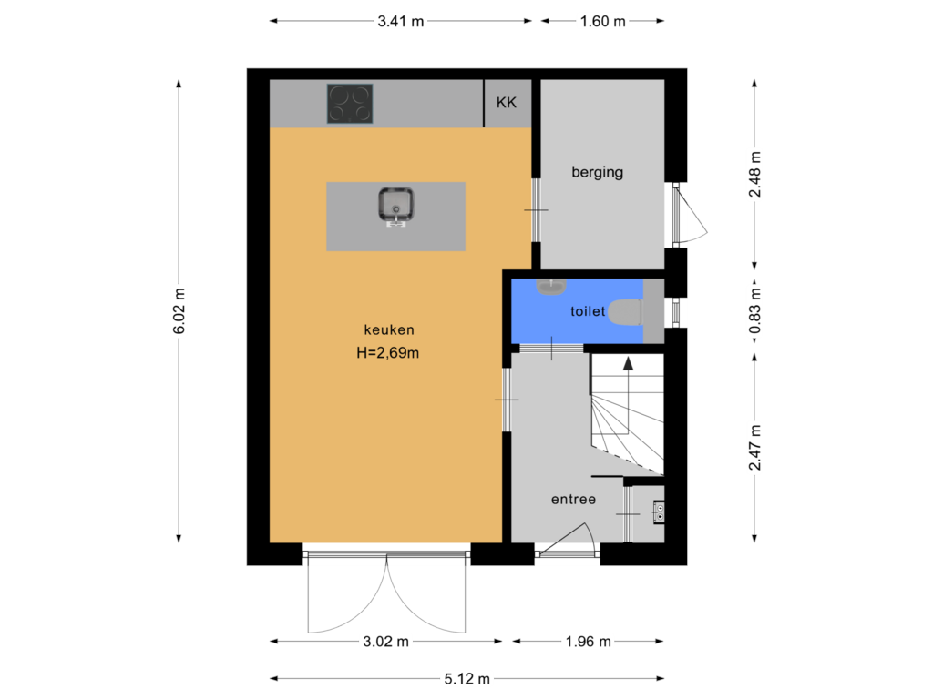 Bekijk plattegrond van Begane grond van Middenstraat 44