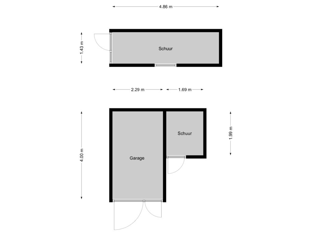 View floorplan of Bergingen of Van Leeuwenhoekstraat 53