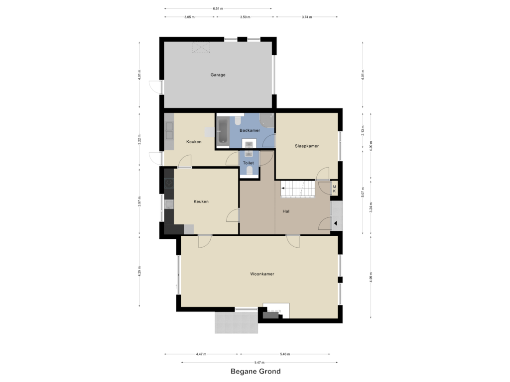 Bekijk plattegrond van Begane Grond van Burgemeester Hoebersstr 10