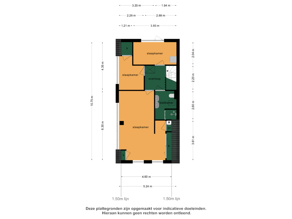 View floorplan of 1e verdieping of Koninginneweg 52