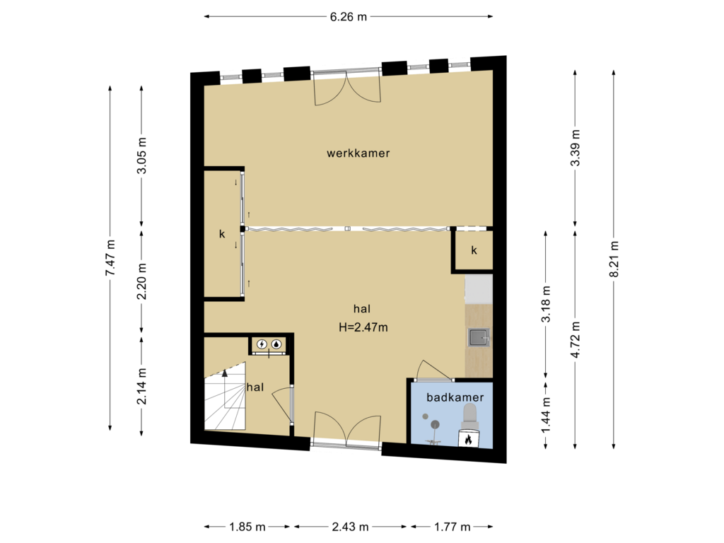 Bekijk plattegrond van Begane grond van Pieterstraat 9